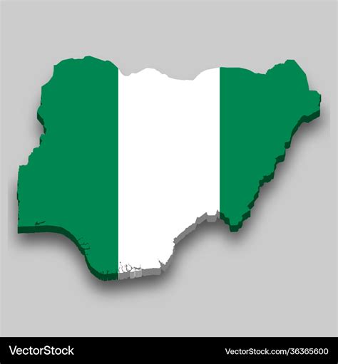 3d isometric map nigeria with national flag Vector Image