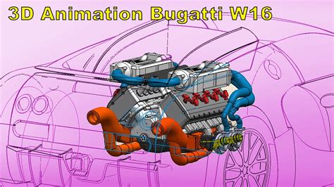 Bugatti W16 Engine Animation