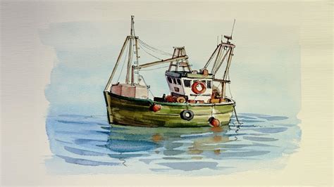 Pen and Wash Watercolor demonstration : Small Fishing Boat - YouTube