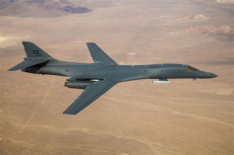 USAF’s B-1B Lancer bomber conducts external captive carry flight