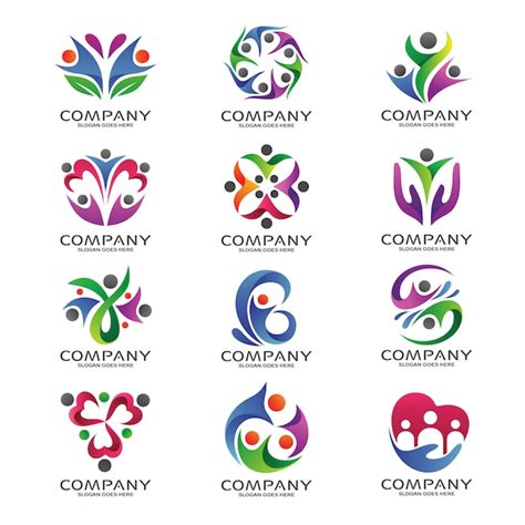 Premium Vector | People foundation and community logo set