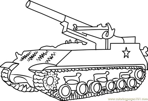 M43 Army Tank Coloring Page - Free Tanks Coloring Pages : ColoringPages101.com