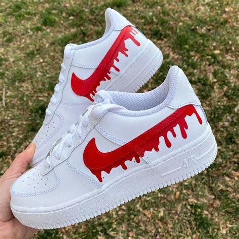 Custom Nike Red Drip Air Force Ones Custom AF1 | Design your own sneakers, Red nike shoes, Red nike