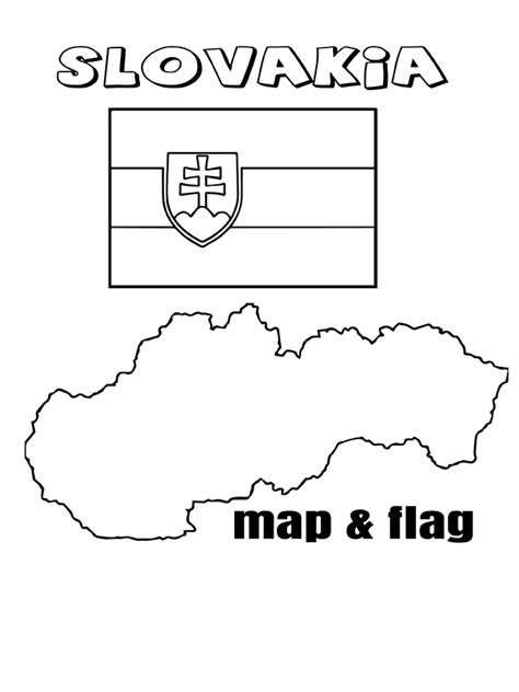 Slovakia Flag and Map Coloring Page - Free Printable Coloring Pages for ...