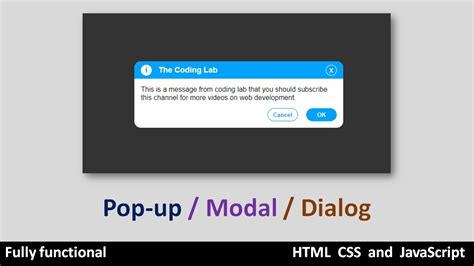 Modal using HTML, CSS, and JavaScript || Custom Pop-up || Dialog