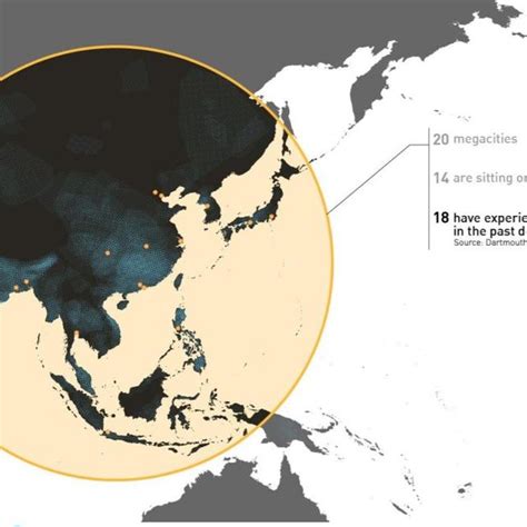 Map of flooding megacities in East and Southeast Asia; data from ...