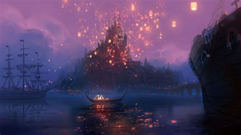 Tangled HD Wallpaper: A Magical Lantern Scene