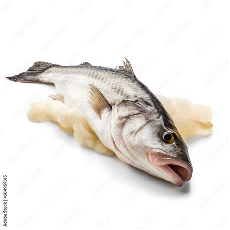 Patagonian Toothfish Chilean Sea Bass fish isolated on white. Generative AI Stock Illustration ...