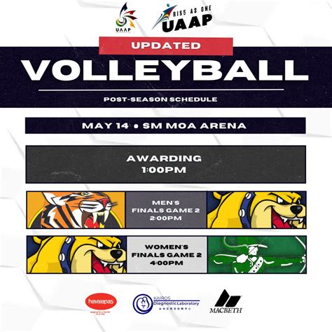 The UAAP on Twitter: "Check out the updated schedule of the Awarding Ceremony and Finals Game 2 ...