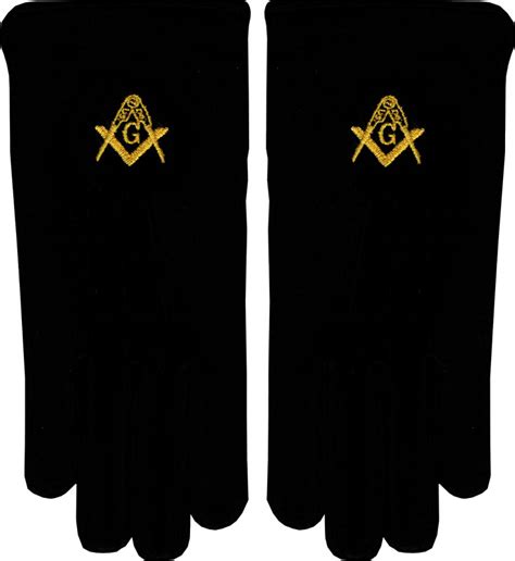 MM37-BE Black Masonic Gloves - Direct Embroidered