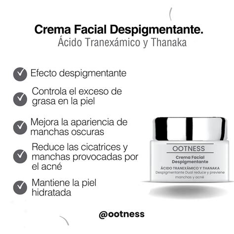 Crema Facial Despigmentante. Ácido Tranexámico y Thanaka