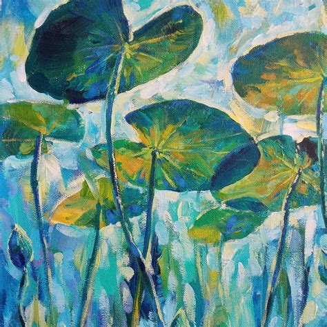 Lily Pond Painting Water Lilies Pads Underwater Art Acrylic - Etsy UK