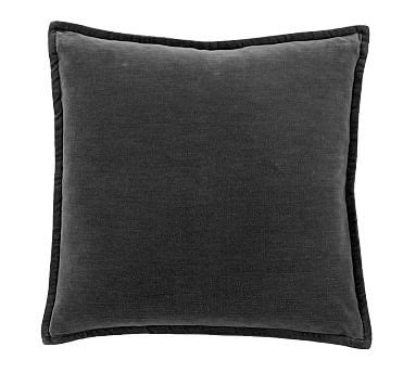 Washed Velvet Pillow Cover - Ebony | Pottery Barn
