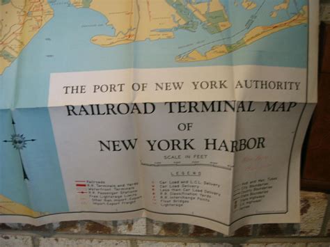 RAILROAD TERMINAL MAP of NEW YORK HARBOR, PORT OF NEW YORK, 1935, HUGE ...