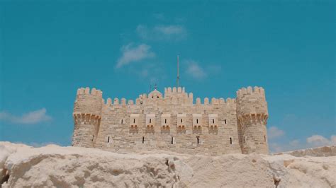 Low Angle Shot of the Citadel of Qaitbay · Free Stock Video