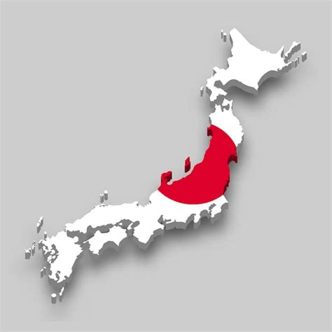 Premium Vector | 3d isometric Map of Japan with national flag.