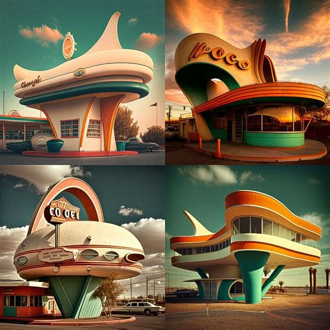 Googie architecture Midjourney style | Andrei Kovalev's Midlibrary 2.0