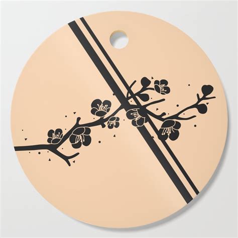 Black Cherry Blossom Tree Branch with Black Light on Beige Background ...