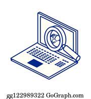 29 Laptop And Lupe Of Security System Vector Design Clip Art | Royalty ...