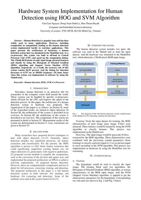 Hardware System Implementation for Human Detection using HOG and SVM Algorithm | DeepAI