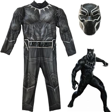 Children Boy Halloween Cosplay Party Muscle Black Panther Costume Mask ...