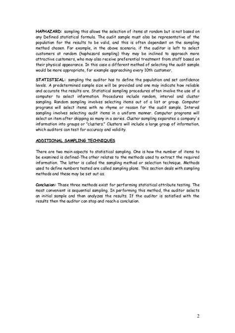 Judgment, haphazard and statistical sampling for interanl auditing