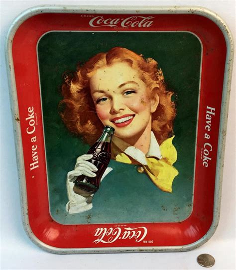 Lot - Vintage Coca-Cola "Have A Coke" Red Head Model Metal Advertising Tray