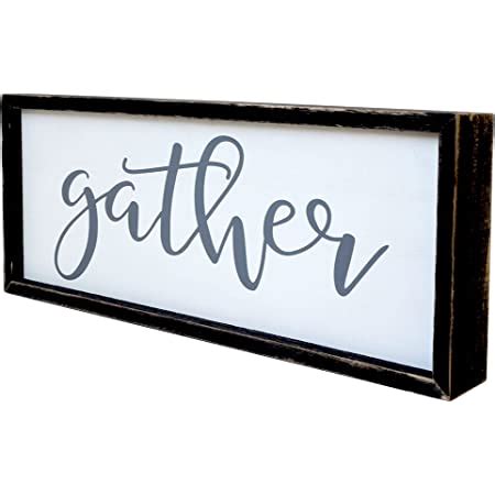 Amazon.com: Gather Rustic Wood Wall Sign with Wreath Design (6x18) : Home & Kitchen