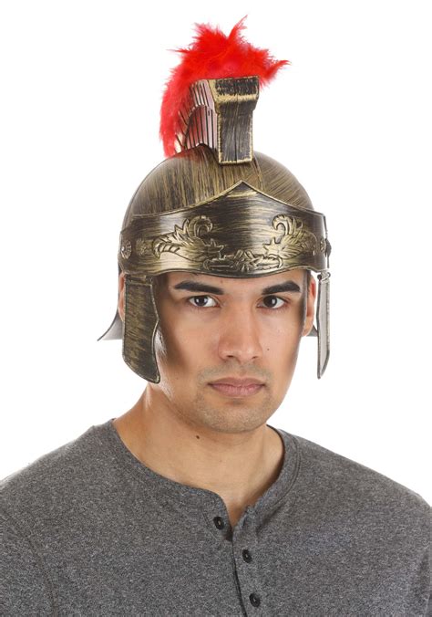 Gladiator Red Feather Costume Helmet for Adults