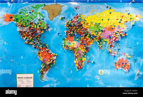 Map Of World With Pins - Map