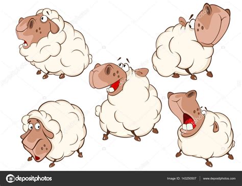 Cute Sheep Cartoon Characters — Stock Vector © liusaart #143250507