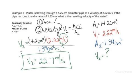 How to Calculate a Velocity Using the Equation of Continuity | Physics ...