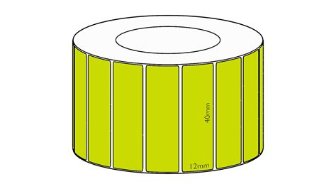 40x12mm Green Direct Thermal Permanent Label, 3350 per roll, 38mm core ...