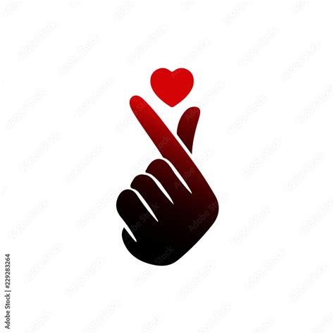 Korean Finger Heart "I Love You" Hangul Vector illustration. Korean ...