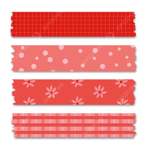 Red Washi Tape Collection, Washi Tape, Hand Drawn Washi Tape, Washi Tapes Printable PNG ...