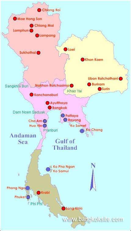 Thailand Map Tourist Attractions - TravelsFinders.Com