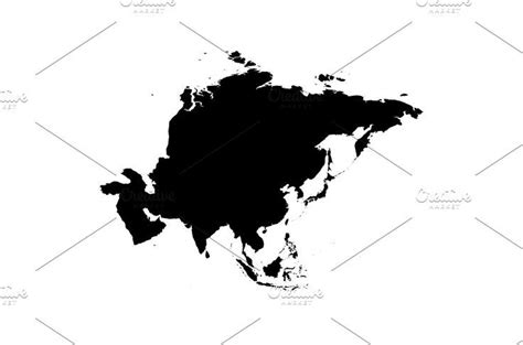 Asia - high detailed silhouette map | Silhouette, Asia, Vector illustration