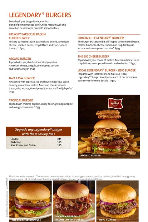 Hard Rock Cafe Manila Menu | ClickTheCity Food & Drink