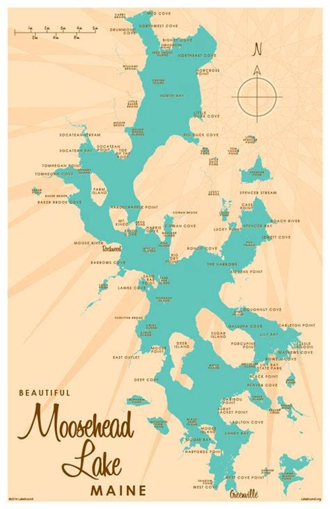 Moosehead Lake, ME Map Print | Moosehead lake maine, Maine map, Map art