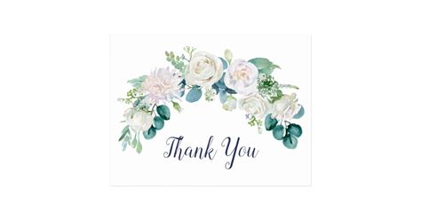 Classic White Flowers Thank You Postcard | Zazzle.com