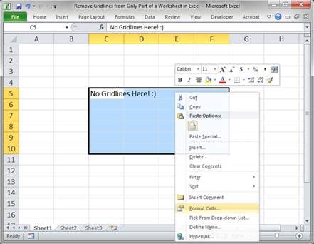 Remove Gridlines from Only Part of a Worksheet in Excel - TeachExcel.com