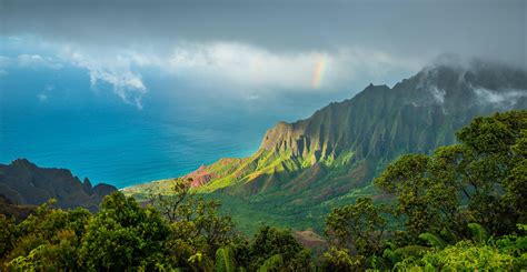 2560x1440 resolution | dark clouds over mountain near sea wallpaper, Kalalau Trail, Hawaii ...