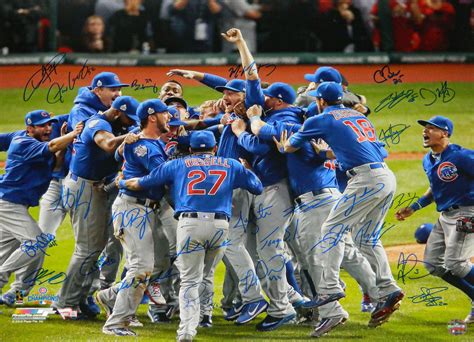 2016 Chicago Cubs Team Signed Chicago Cubs 2016 World Series Pile Up ...