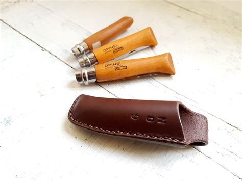 Leather knife sheath. Opinel leather sheath. Vegetable tanned.