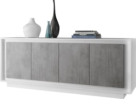 Luna Four Door Sideboard - Matt White / Cement Grey Finish | Sideboards & display cabinets