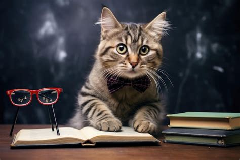 Premium AI Image | Cute cat reading a book