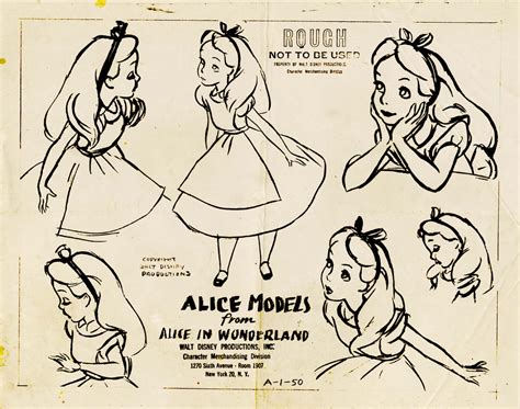 Vintage Disney Alice in Wonderland: Character Merchandising Division Model Sheet - Alice A-1-50