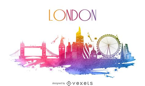 London Aquarell Skyline Silhouette - Vektor Download