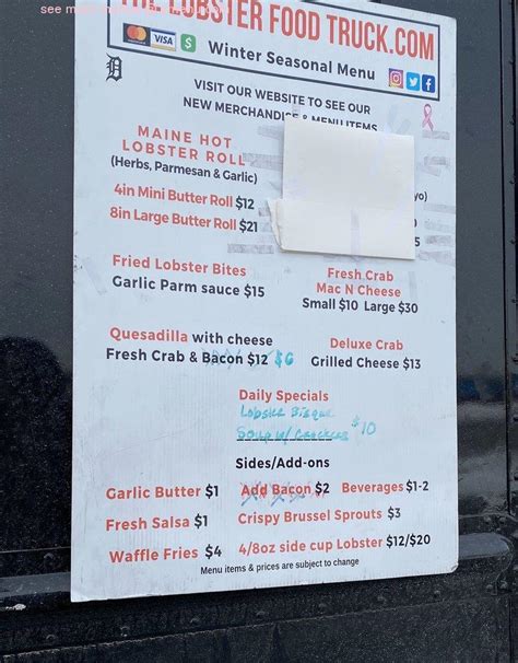 Menu at The Lobster Food Truck restaurant, Oak Park, 8MILE Rd