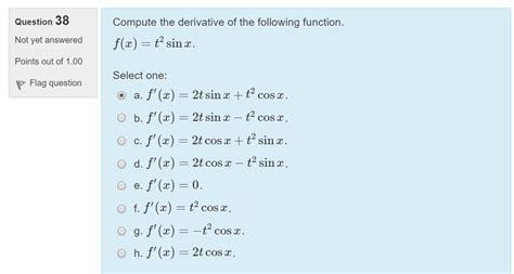 Solved What is derivative of t^2sinx ? as there are 2 unkwon | Chegg.com